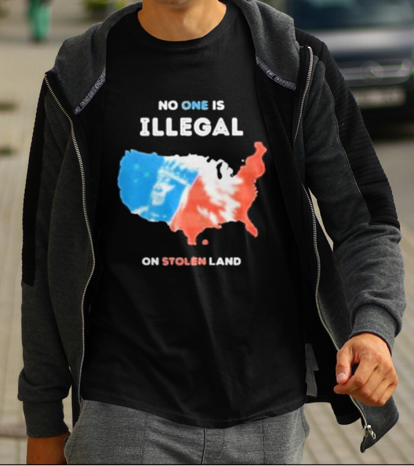 NO ONE IS ILLEGAL ON STOLEN LAND Indigenous Map T-Shirt