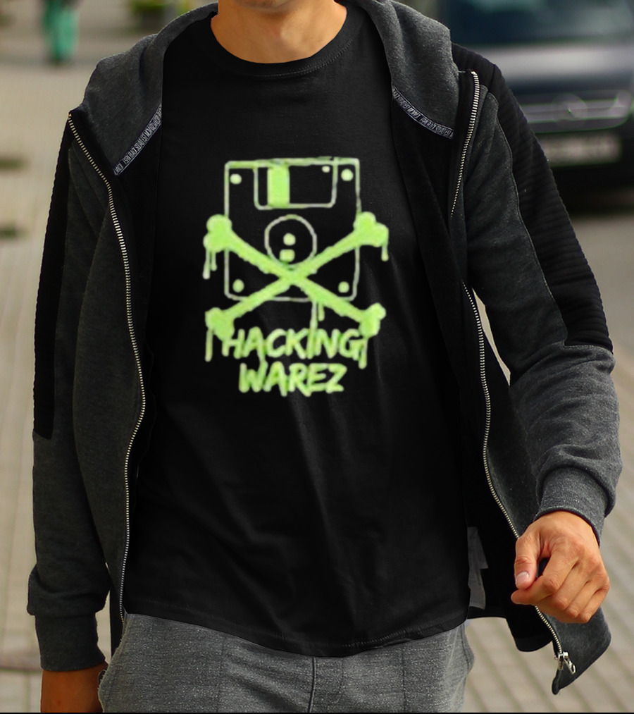 Our RC18 Hacking Warez Disk Skull T-Shirt