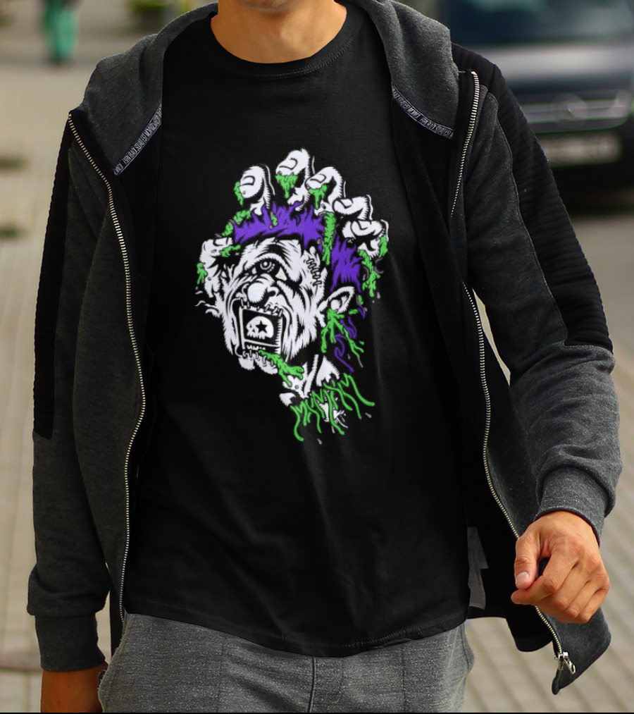 Santa Cruz X Mxmxm Screaming Head Zombie Cyclops Mutant Purple Green Hair Five Finger Monster T-Shirt
