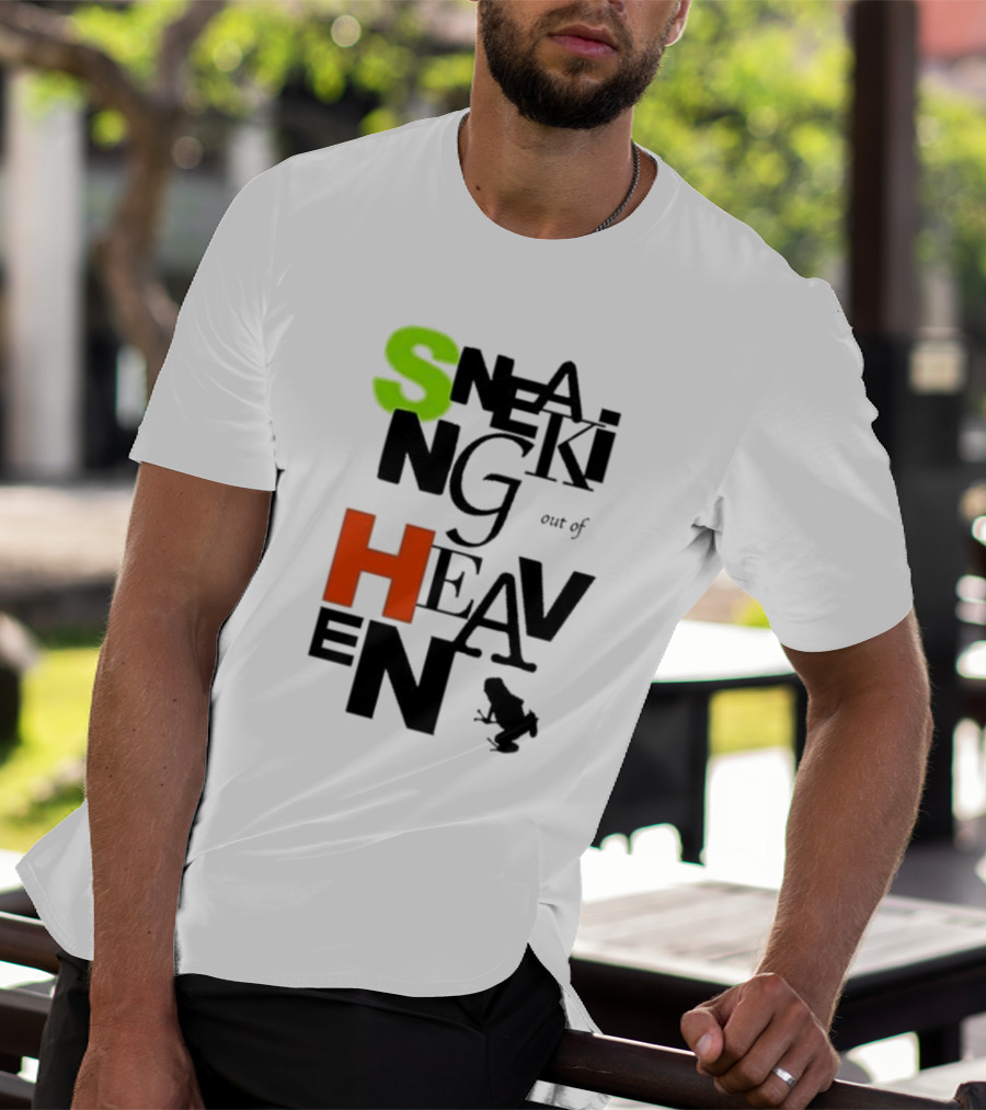 Sneaking Out Of Heaven Frog In Neon And Orange Letters T-Shirt