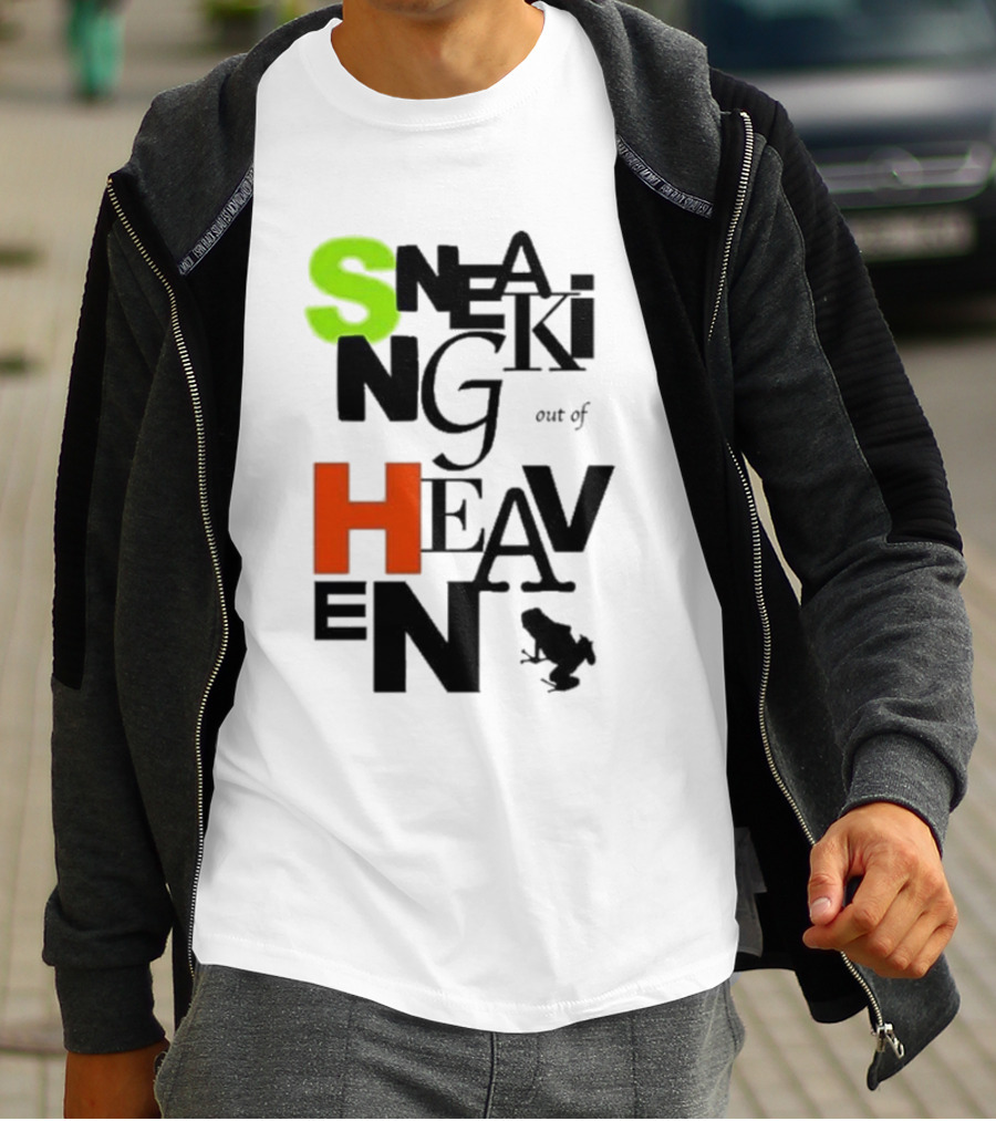 Sneaking Out Of Heaven Frog In Neon And Orange Letters T-Shirt
