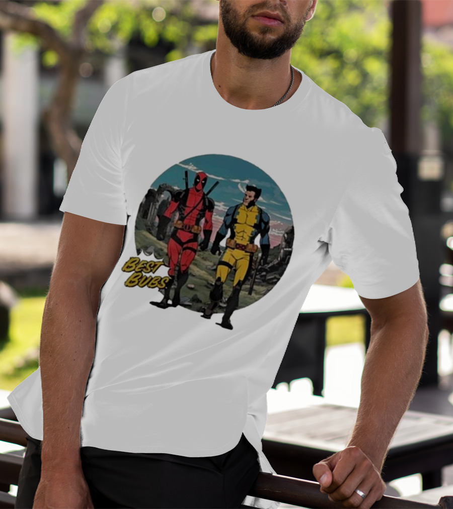 The Streamr Nerdriot Best Bubs Deadpool Wolverine Walking Scene T-Shirt