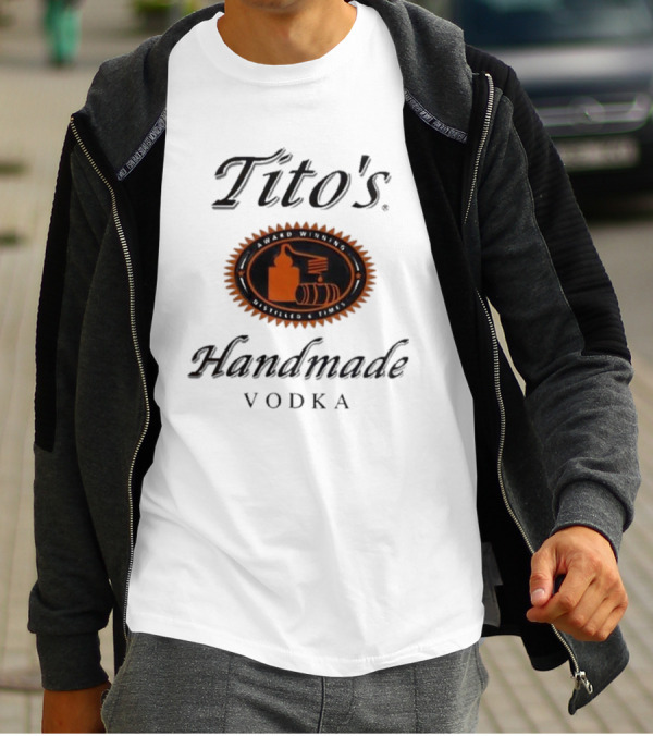Tito's Handmade Vodka Austin Texas Distillers Label T-Shirt