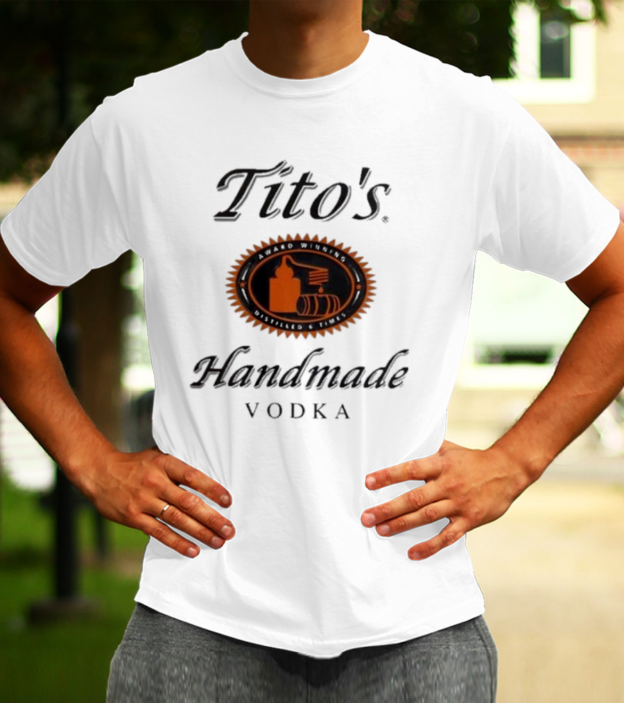 Tito's Handmade Vodka Austin Texas Distillers Label T-Shirt