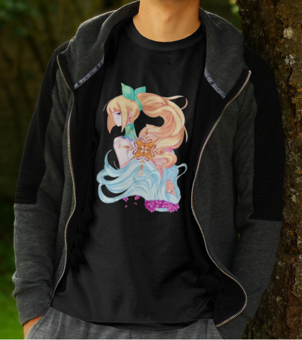 Virgo Versus The Zodiac Anime Illustration With Pastel Colors And Floral Elements T-Shirt