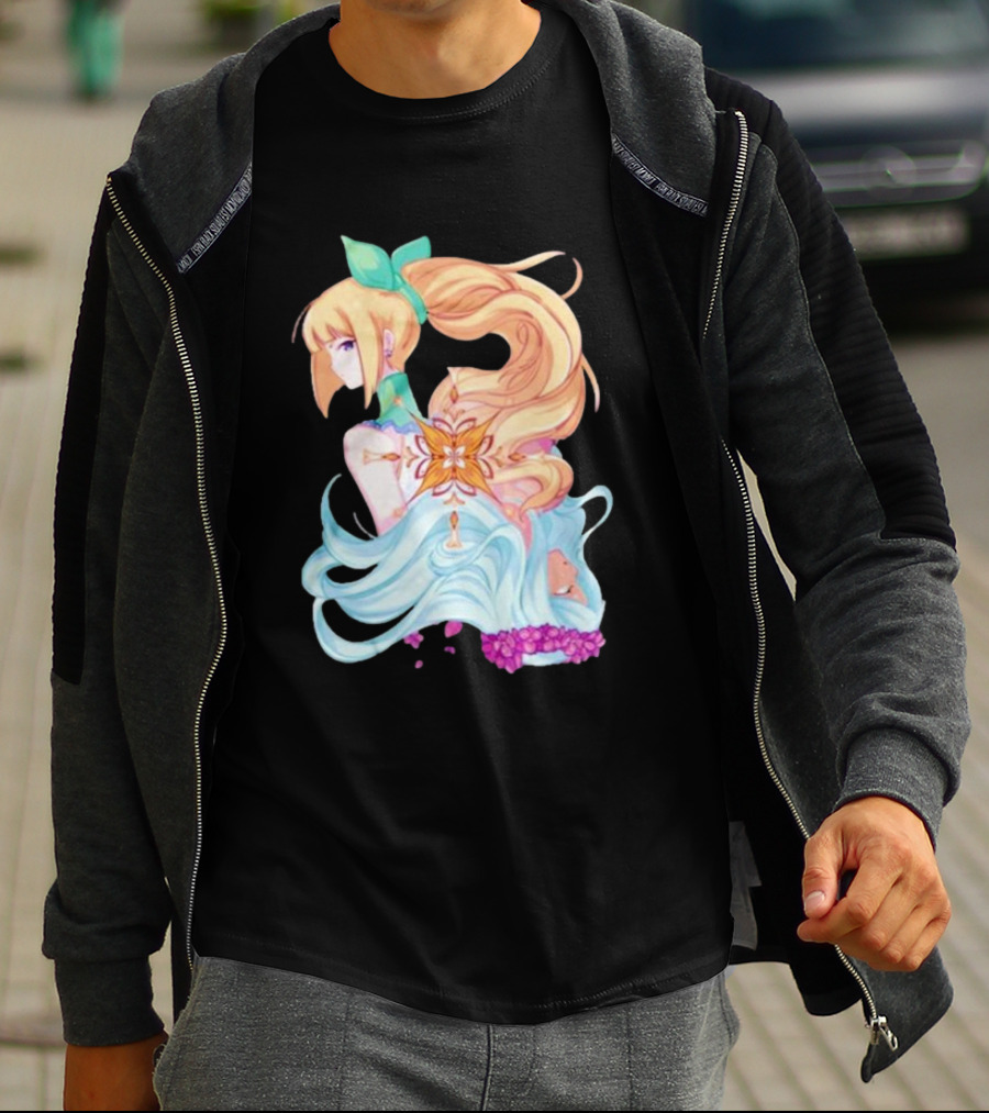 Virgo Versus The Zodiac Anime Illustration With Pastel Colors And Floral Elements T-Shirt