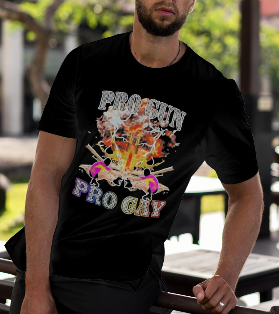 Pro Gun Pro Gay Explosion Duality T-Shirt