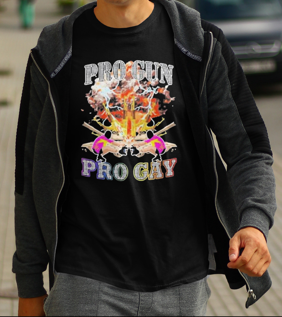 Pro Gun Pro Gay Explosion Duality T-Shirt
