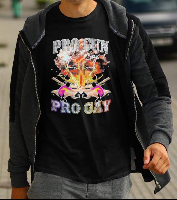Pro Gun Pro Gay Explosion Duality T-Shirt