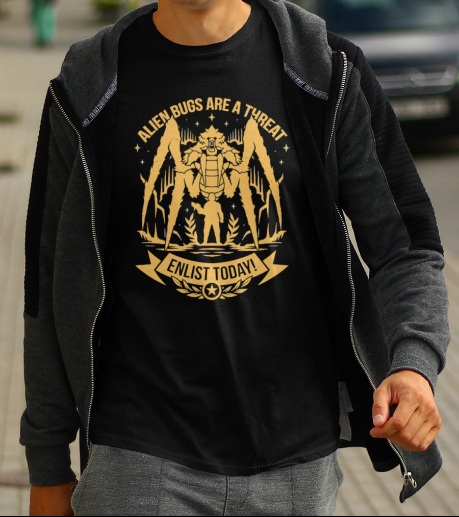 Alien Bugs Are A Threat Enlist Today Against Giant Monster Spider T-Shirt