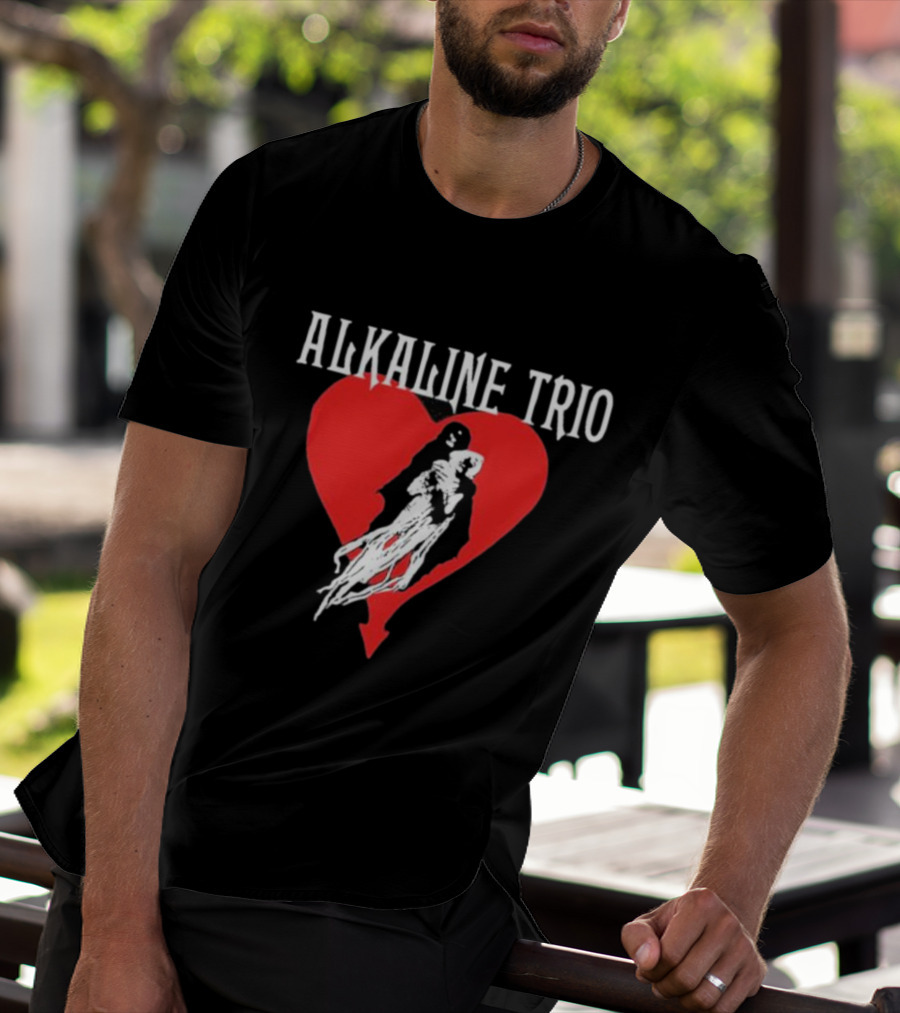 Alkaline Trio Heart Swept Cloaked Figure And Red Heart T-Shirt