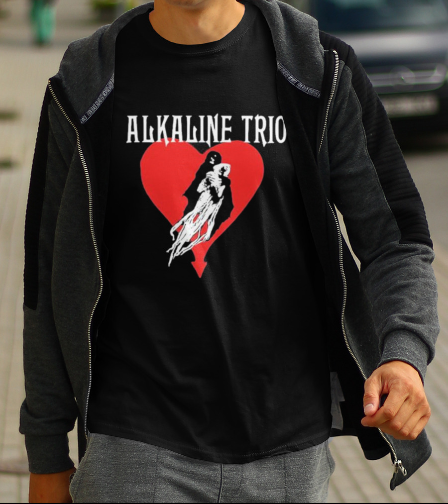 Alkaline Trio Heart Swept Cloaked Figure And Red Heart T-Shirt