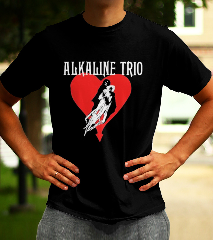 Alkaline Trio Heart Swept Cloaked Figure And Red Heart T-Shirt