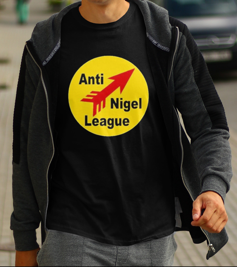 Anti Nigel League Red Arrow Emblem Yellow Circle T-Shirt