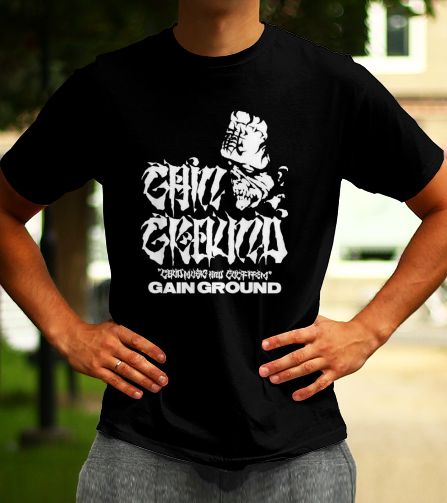 Gain Ground Grinning And Coffin Logo With Skull And Fist T-Shirt