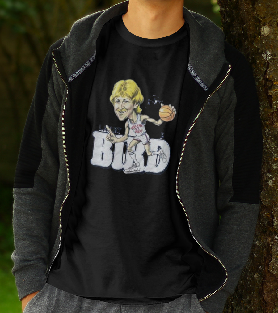 Larry Bird Indiana State Basketball Caricature Signature T-Shirt