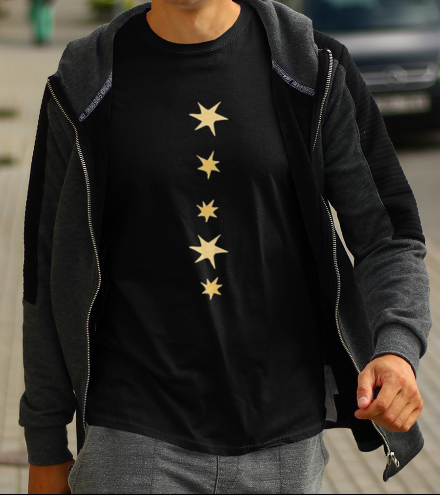 Lor2mg Starry Gold Stars Vertical Alignment T-Shirt