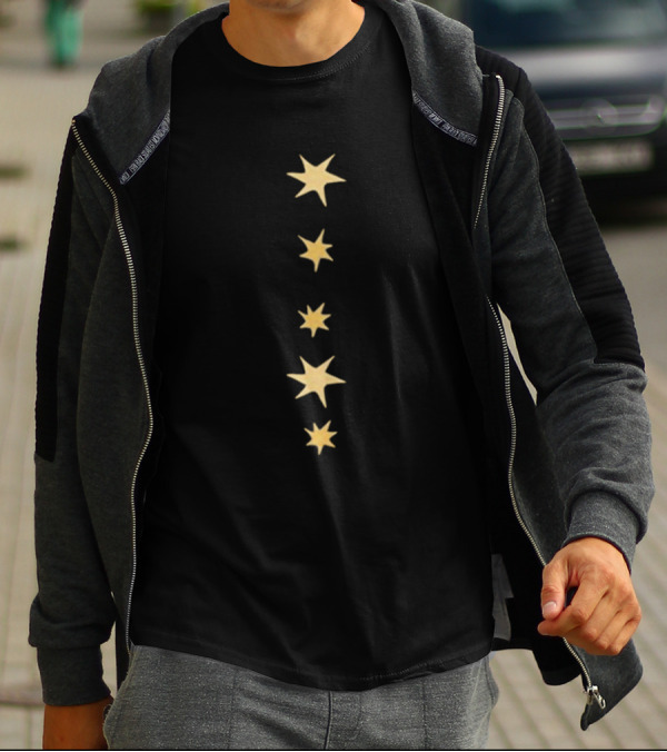Lor2mg Starry Gold Stars Vertical Alignment T-Shirt