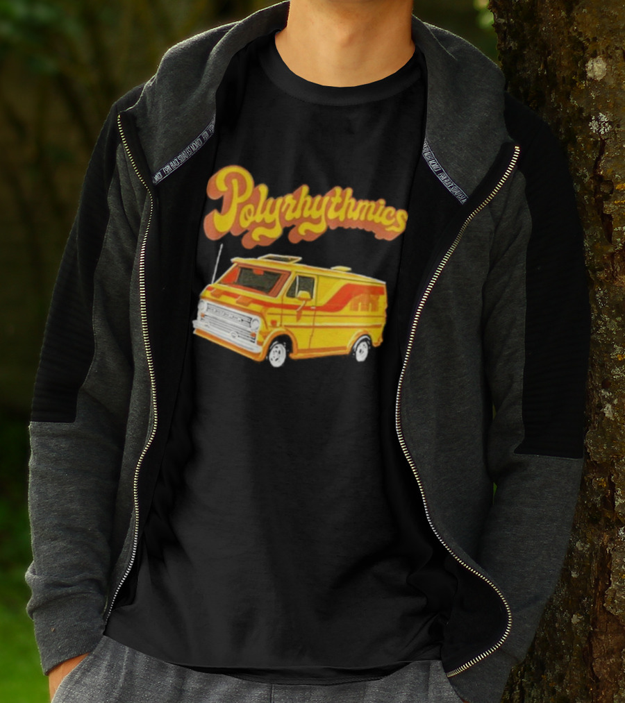 Polyrhythmics Bright Yellow Van With Retro Red Stripes T-Shirt