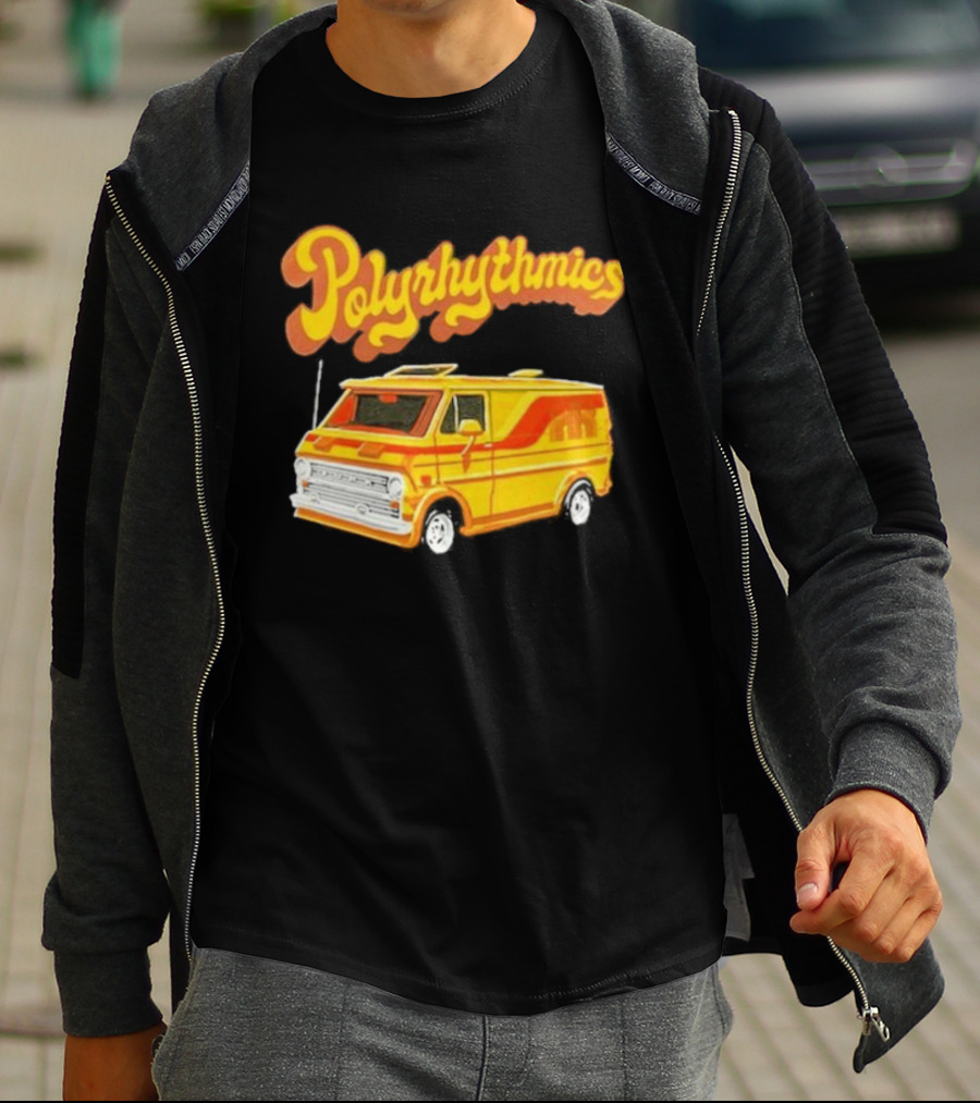 Polyrhythmics Bright Yellow Van With Retro Red Stripes T-Shirt