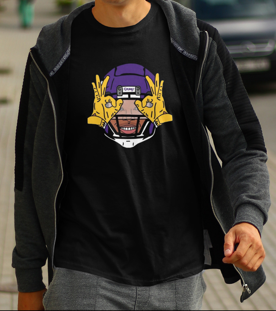 Vikings Justin Jefferson Griddy Hands Gesture Purple Helmet T-Shirt