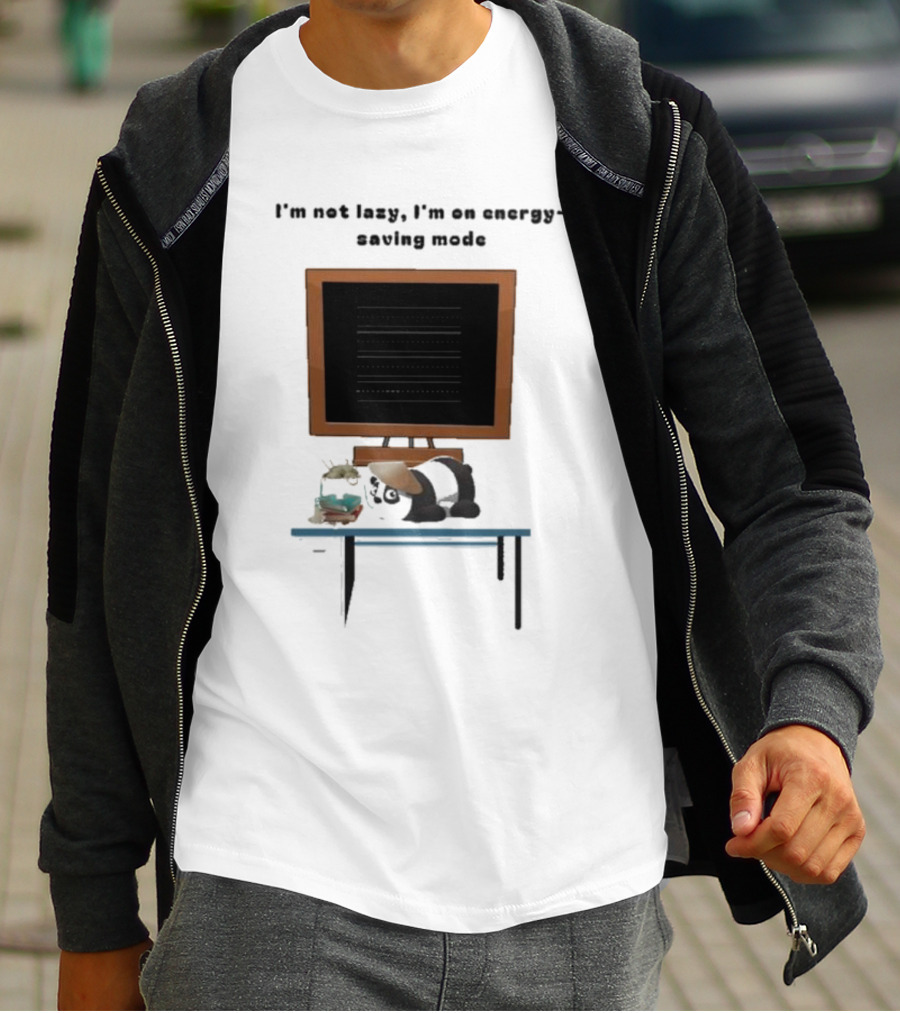 I’m Not Lazy I’m On Energy Saving Mode Cat Relaxing By Television T-Shirt