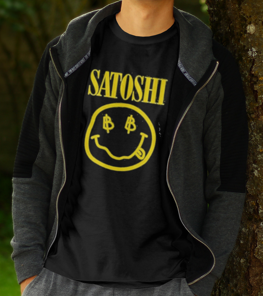 Satoshi Bitcoin Smiley Face With Dollar Signs T-Shirt