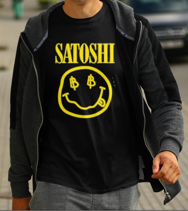 Satoshi Bitcoin Smiley Face With Dollar Signs T-Shirt