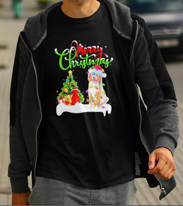 Merry Christmas Santa Australian Shepherd Dog Xmas Decorations T-Shirt