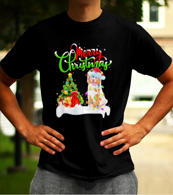 Merry Christmas Santa Australian Shepherd Dog Xmas Decorations T-Shirt