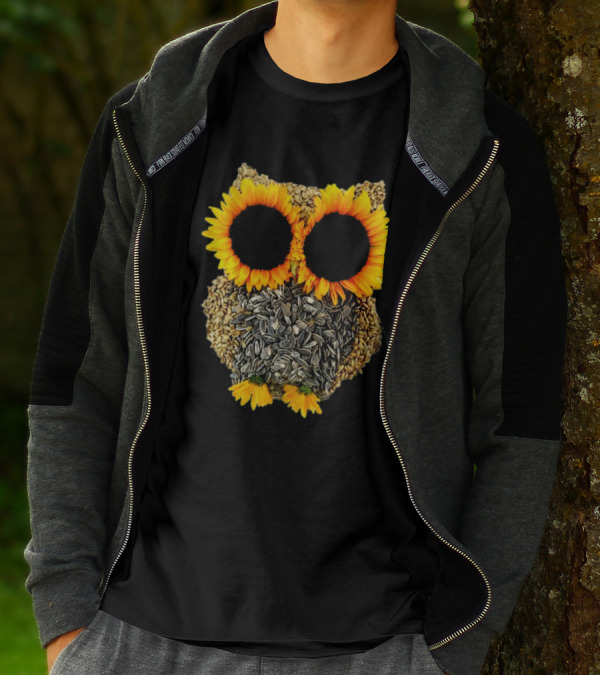 Sunflower Seed Owl With Bright Sunflower Eyes T-Shirt