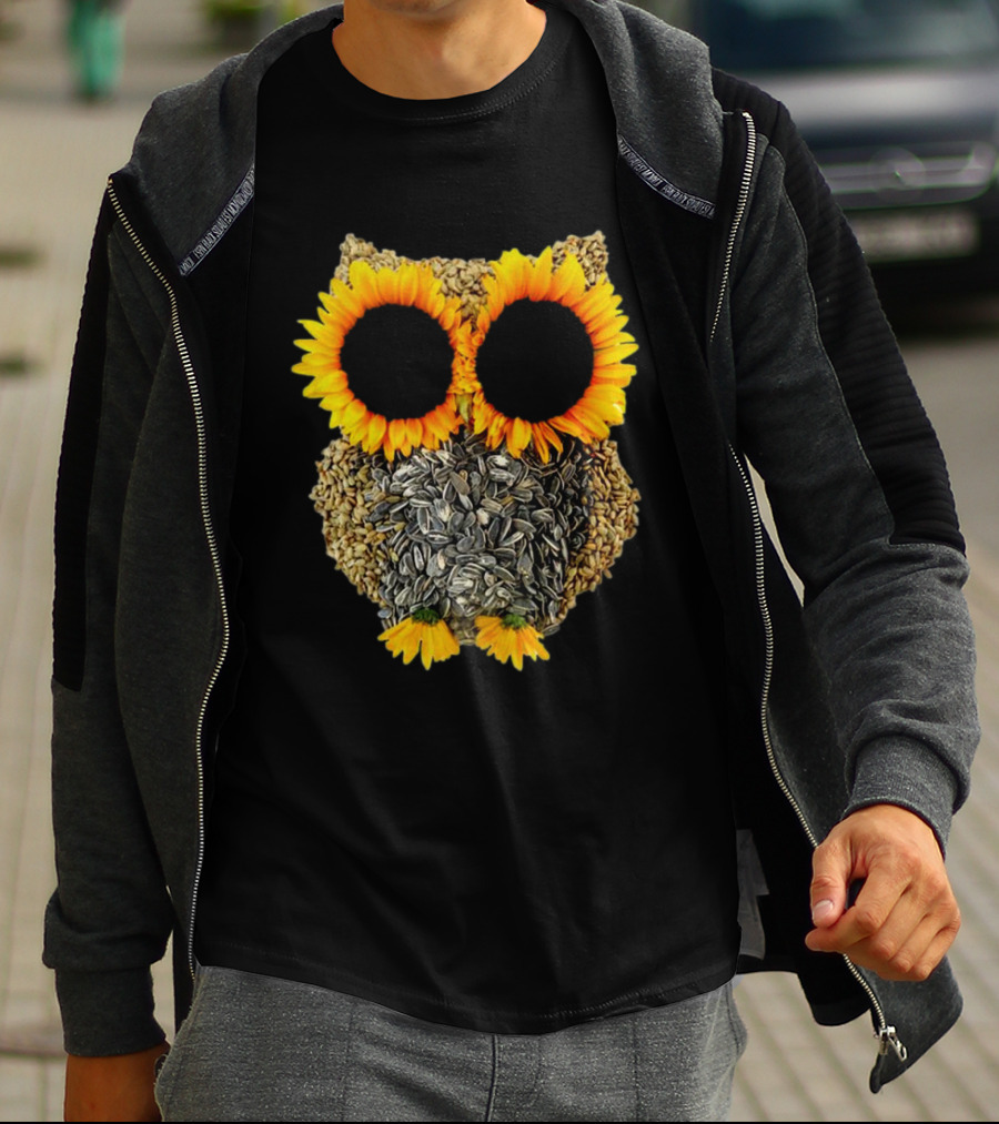 Sunflower Seed Owl With Bright Sunflower Eyes T-Shirt