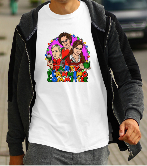 Party Planning Committee Christmas Lights Cupcake Green Teapot T-Shirt