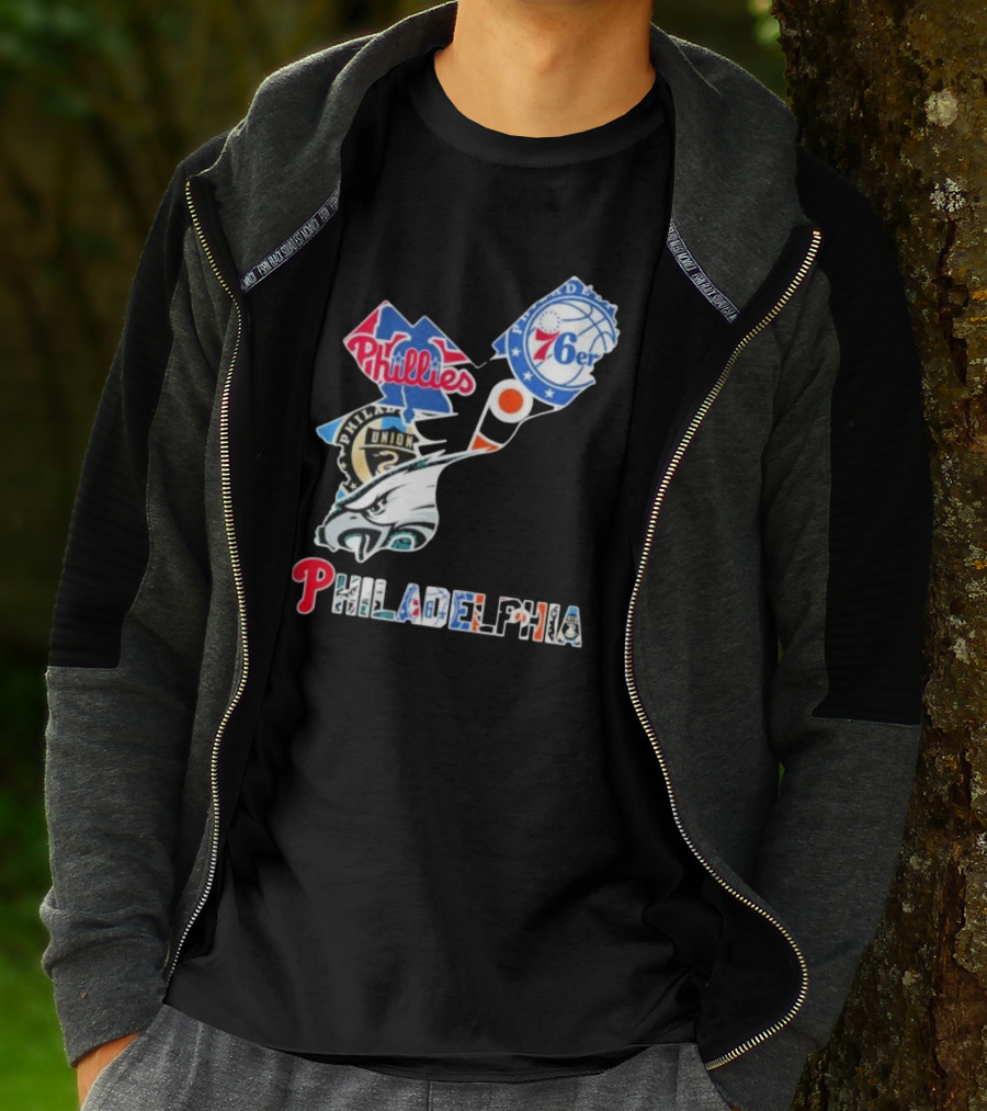 Philadelphia Eagles Phillies 76ers Union Flyers T-Shirt