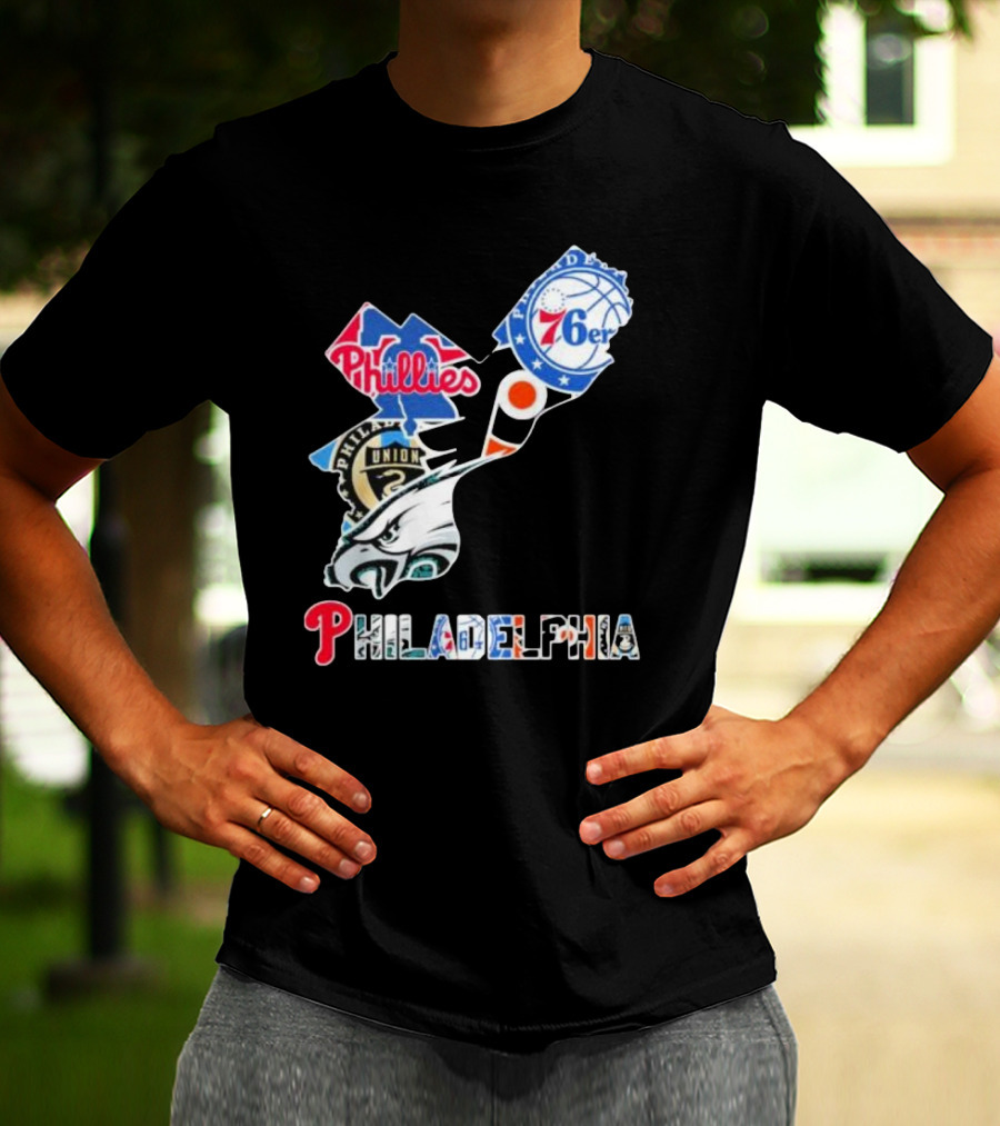 Philadelphia Eagles Phillies 76ers Union Flyers T-Shirt