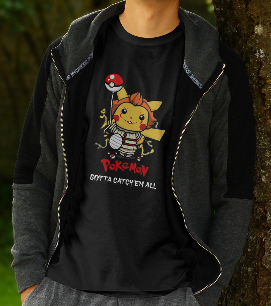 Pikachu Pennywise Pokemon Gotta Catch'em All Balloon Mashup T-Shirt