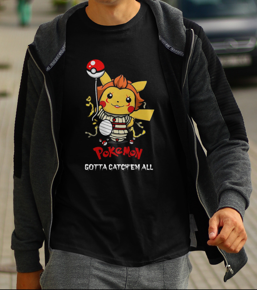 Pikachu Pennywise Pokemon Gotta Catch'em All Balloon Mashup T-Shirt