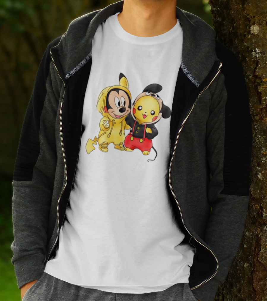 Pikachu Pokemon Mickey Mouse Crossover Fan T-Shirt