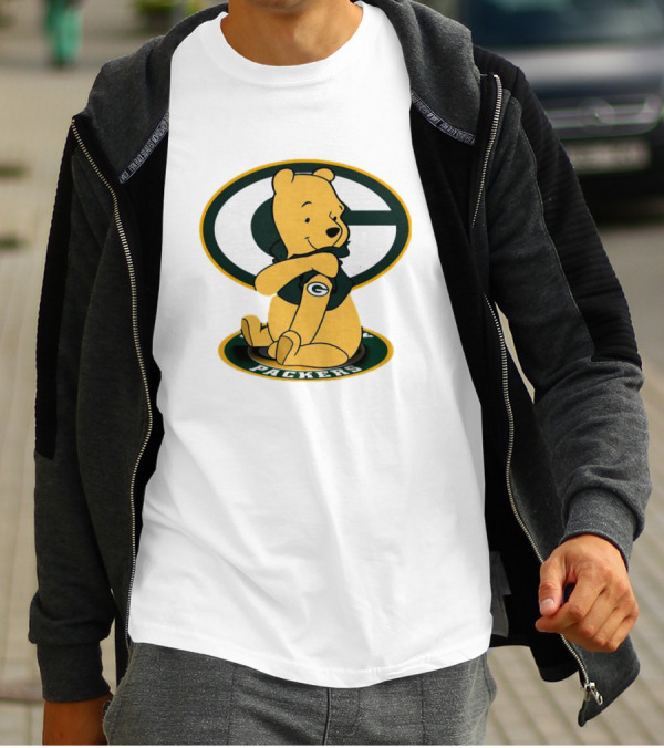 Pooh Green Bay Packers Logo Tattoo T-Shirt