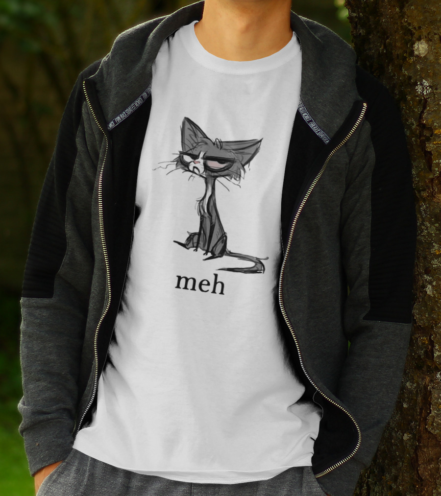 Siamese Cat Meh Expression Dark Mood T-Shirt