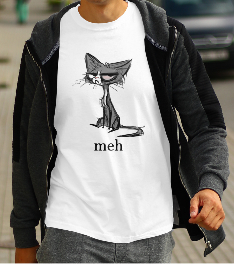 Siamese Cat Meh Expression Dark Mood T-Shirt
