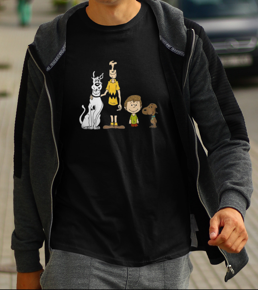 Snoopy Charlie Brown Scooby-Doo Shaggy Rogers Mashup T-Shirt