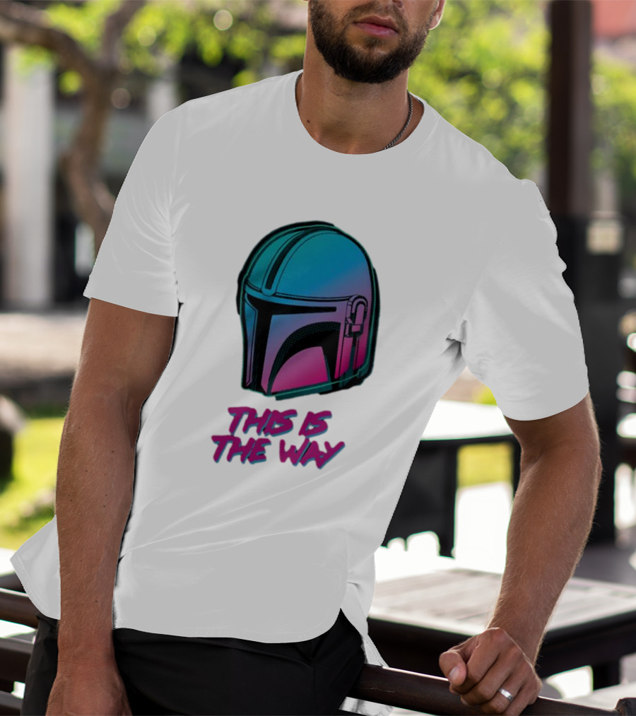 Star Wars The Mandalorian Helmet This Is The Way Neon T-Shirt