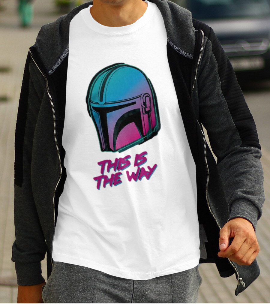 Star Wars The Mandalorian Helmet This Is The Way Neon T-Shirt