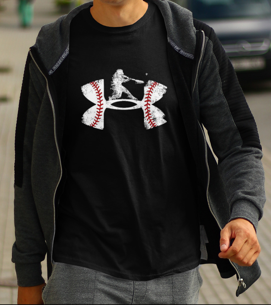 Under Armour Baseball Player Silhouette Logo With Stitching T-Shirt