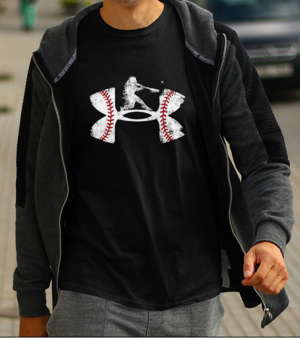 Under Armour Baseball Player Silhouette Logo With Stitching T-Shirt