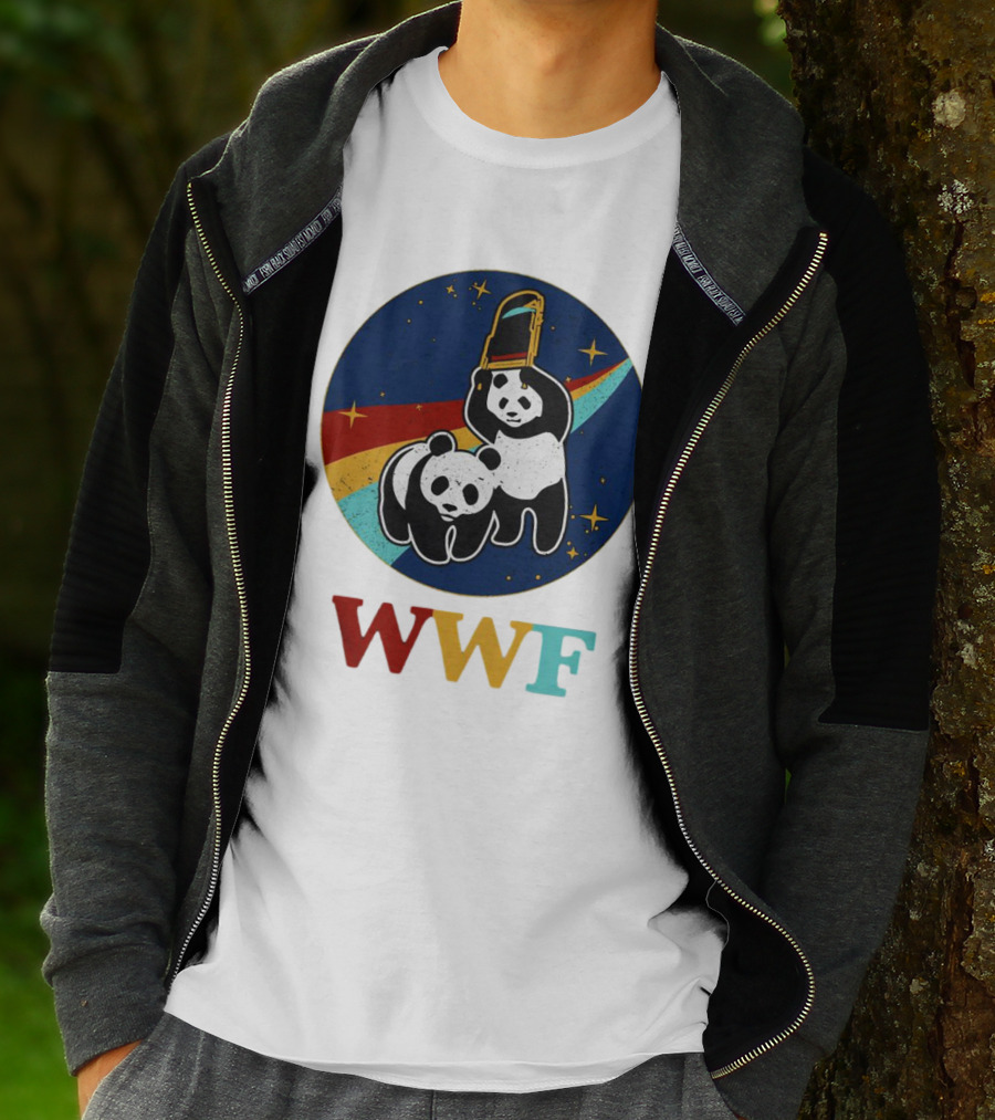 WWF Panda Bear Wrestling NASA Astronauts Space T-Shirt
