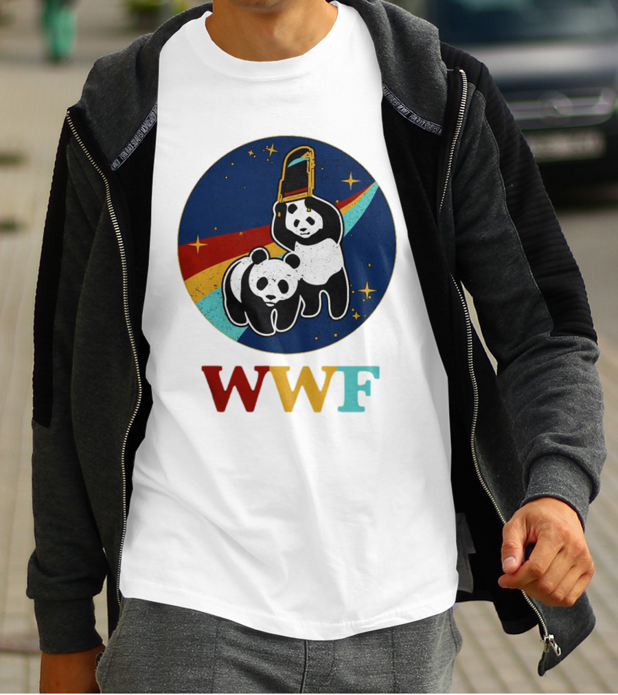 WWF Panda Bear Wrestling NASA Astronauts Space T-Shirt