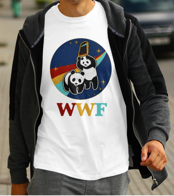 WWF Panda Bear Wrestling NASA Astronauts Space T-Shirt