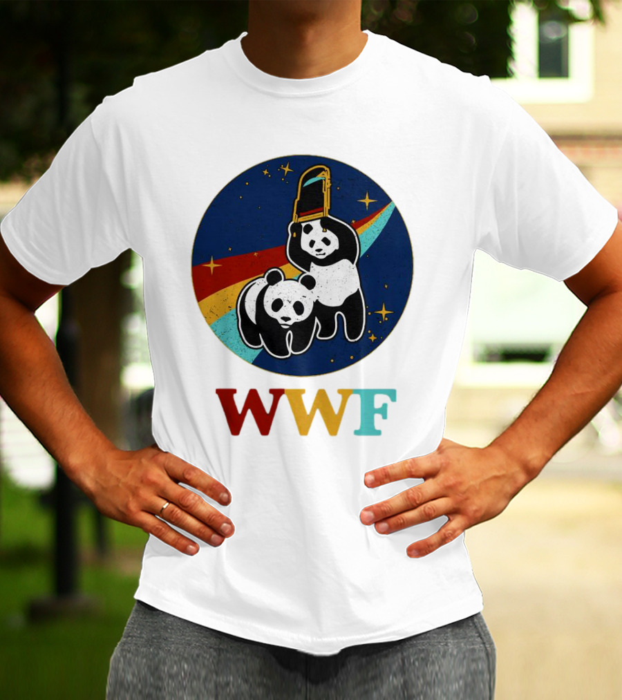 WWF Panda Bear Wrestling NASA Astronauts Space T-Shirt